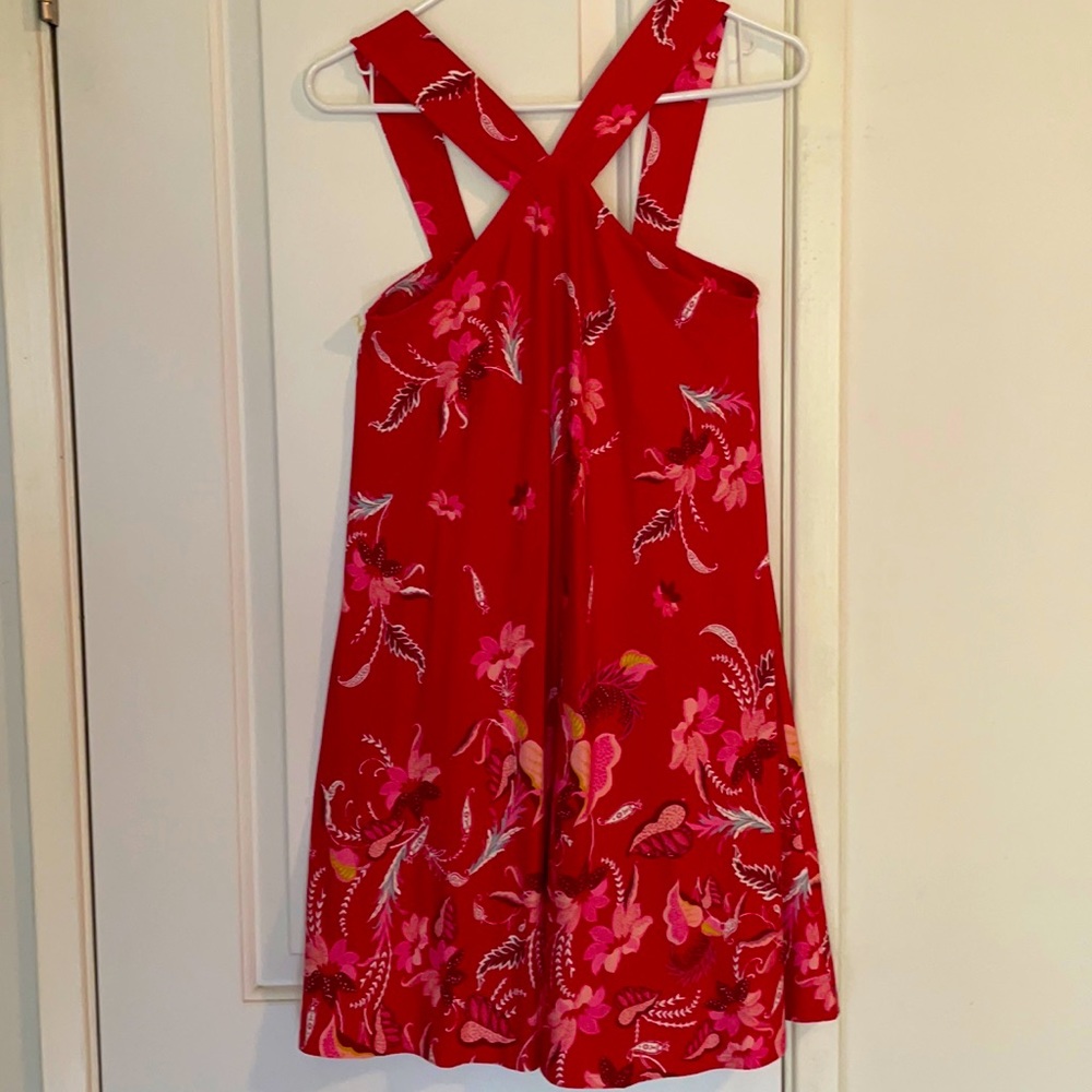 Halter-front swingy print sundress